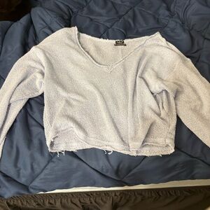 Urban Outfitters Waffle Knit Long Sleeve Crop Top
